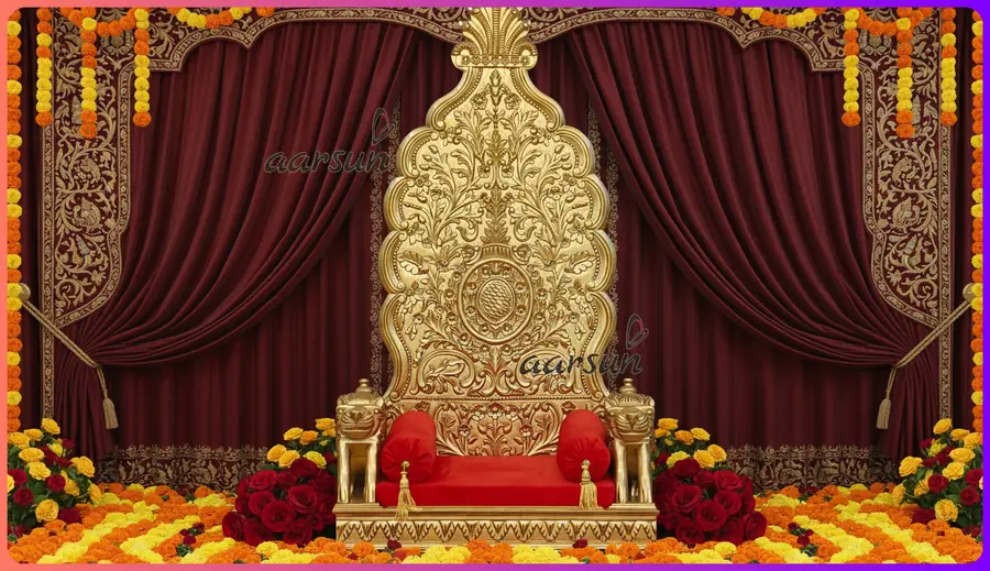 Finely Carved Throne for Guruji