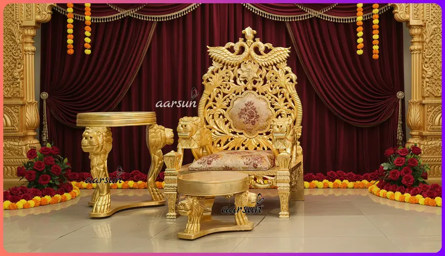 Mahamandaleshwar Guru Ji Chair With Gold Leaf