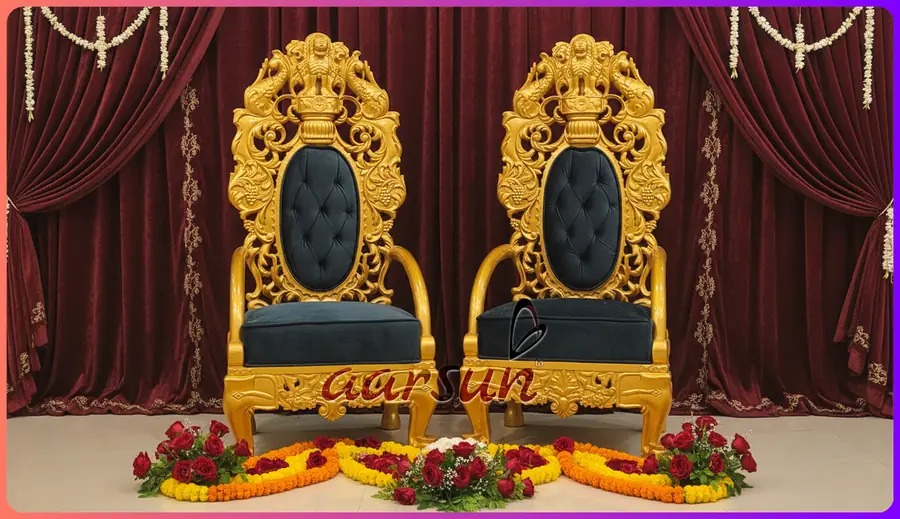Royal Gold Chairs with National Emblem of India